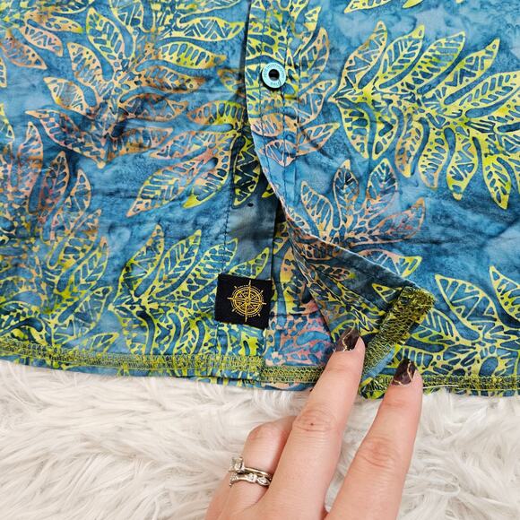 Pete Huntington Men's Blue Tropical Print Button‎ Up Short Sleeve Shirt. Size L - Picture 5 of 9